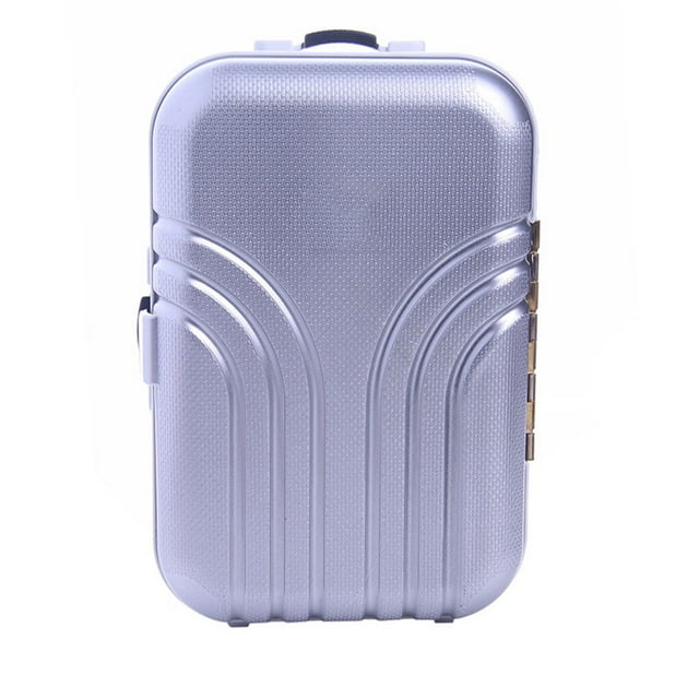 Valise de Voyage en Plastique pour Poupée Fille Réutilisable Couleur Unie Simulation Enfants Tout-Petits Petite Roue Pivotante Jouet Valise Accessoires Argent