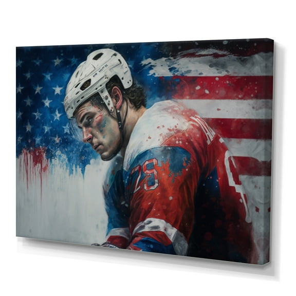 Designart Hockey Player On Break I Canvas Wall Art