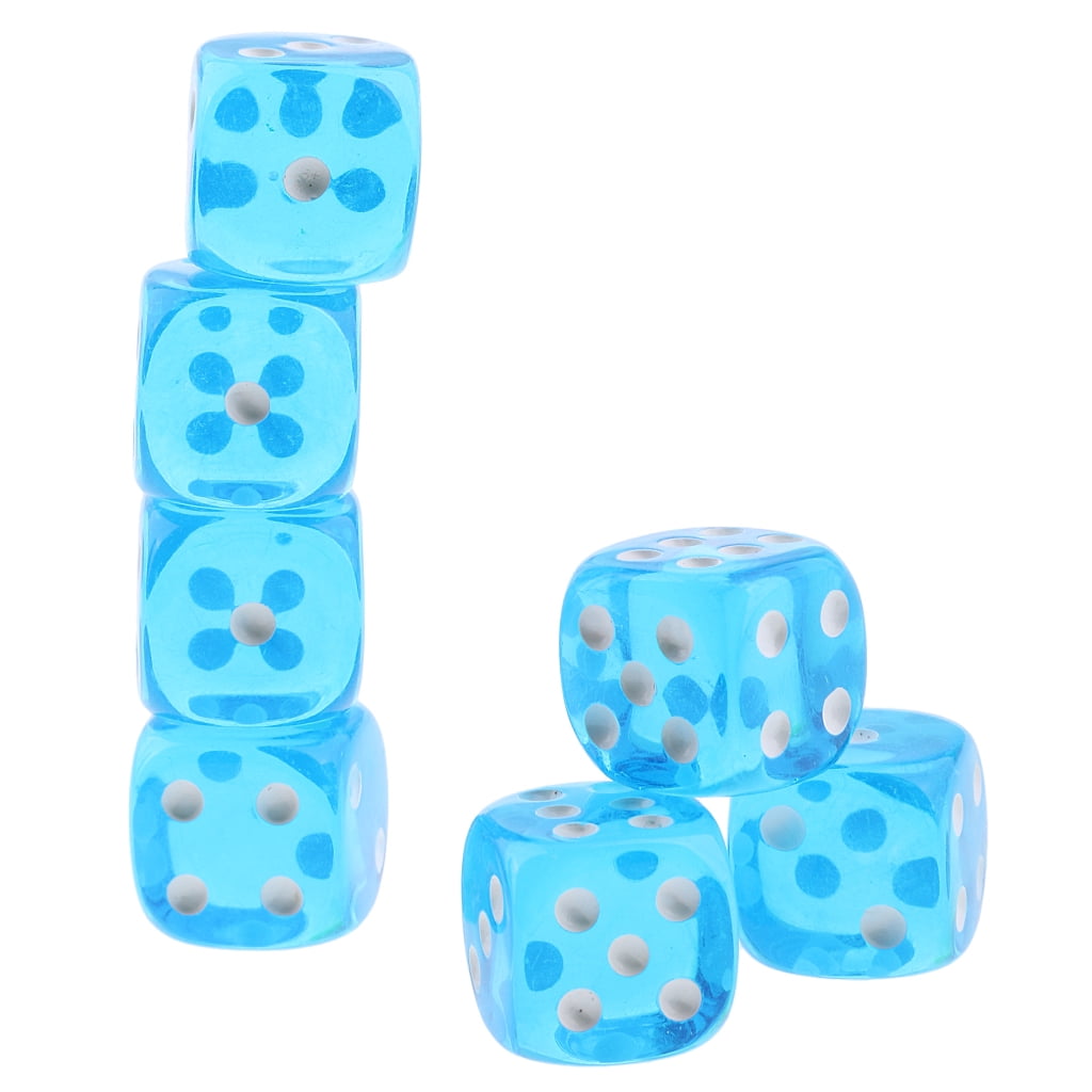 100pcs Six Sided D6 Transparent Dice 15mm for RPG DICE Round Corner Green