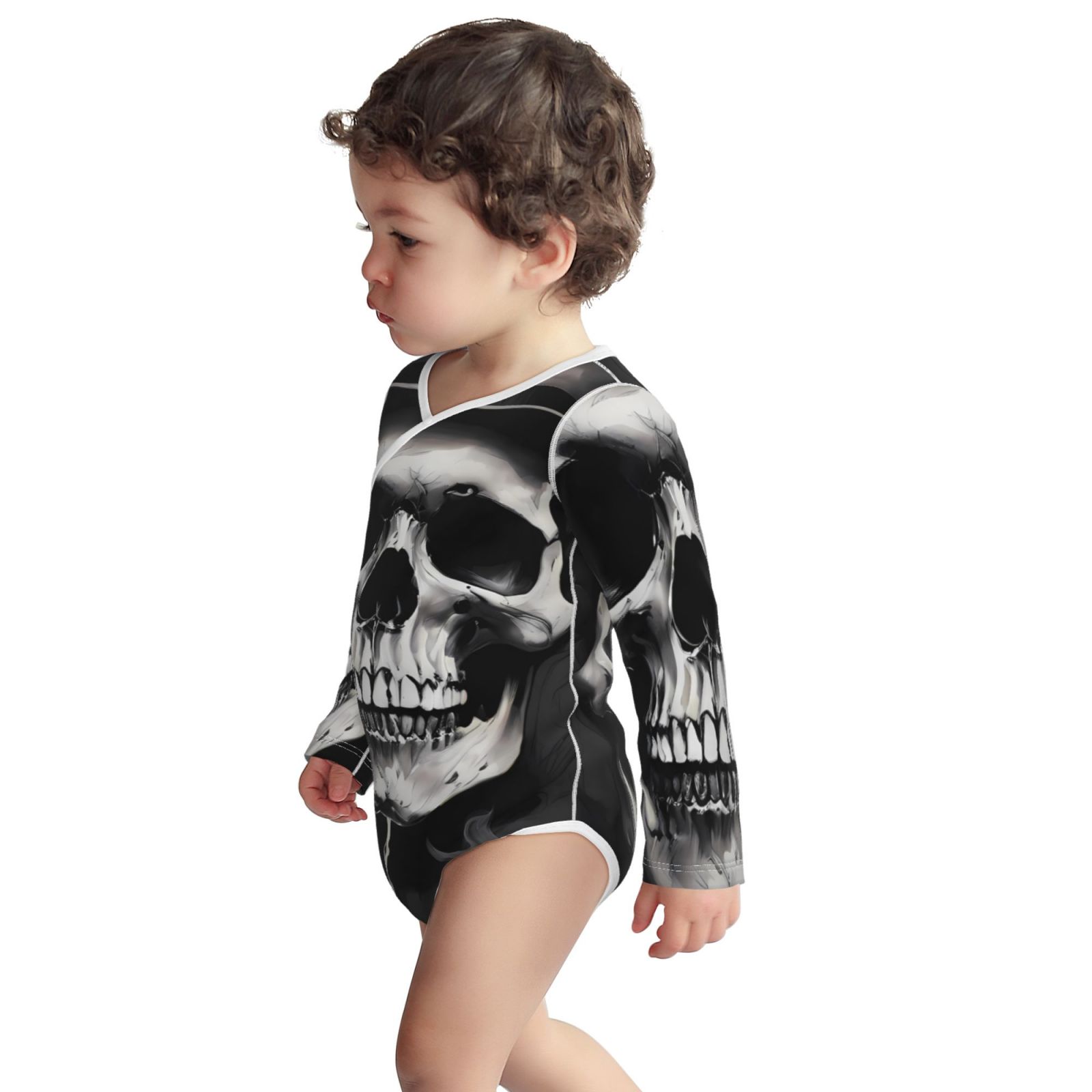 Xecao Black White Hat Skull Print Baby unisex-baby Cotton Long-sleeve Bodysuits-6 Months