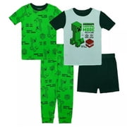 Minecraft Creeper Survival Mode Hostile Mob Boy's 4-Piece Pajama Set (Size 12)