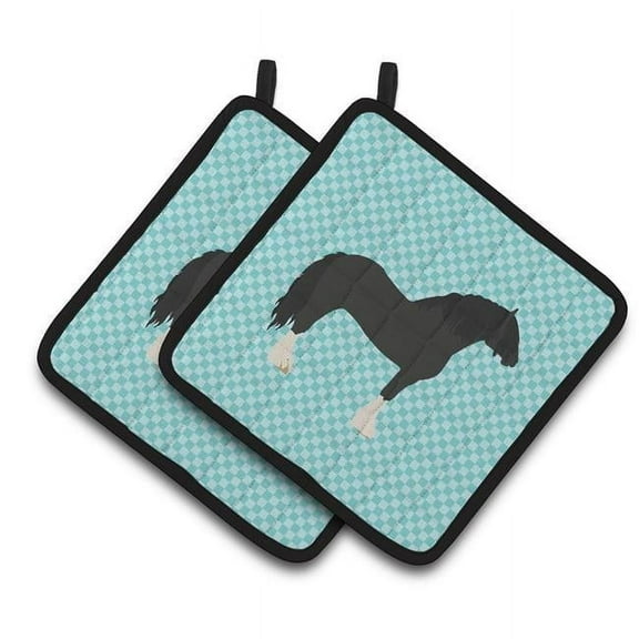 Carolines Treasures BB8078PTHD Pomeranian Rogener Goose Blue Check Pair of Pot Holders