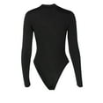 thumbnail image 7 of jsaierl Women's Crew Neck Long Sleeve Bodysuit Tops Sexy Body Suits Slim One Piece Quarter Zip Shapewear Jumpsuit, 7 of 7