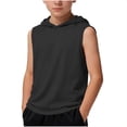 thumbnail image 3 of FSYBOA Boys Athletic Tank Tops, Running Casual Sleeveless Hooded Kids Summer Tops Black Size 5-15 T, 3 of 6