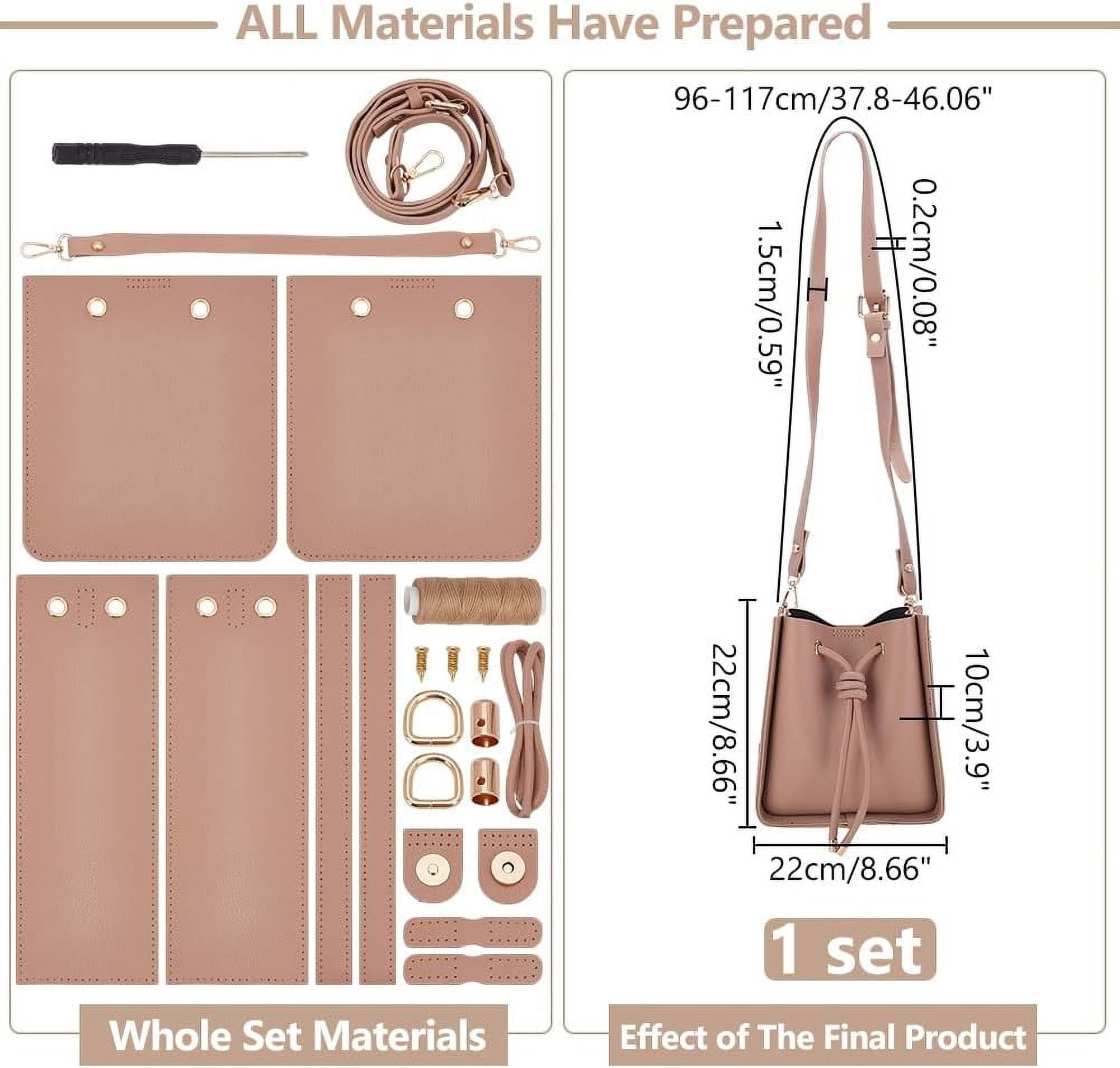 DIY Imitation Leather Bucket Bag Sewing Kit Women Tote Bag Making Set Imitation Leather Crossbody Shoulder Bag Making Material Accessories for DIY handcrafting