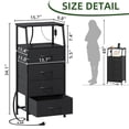 thumbnail image 3 of Eunos Black Tall Nightstand with Charging Station and LED for Bedroom, 4 Drawer with Storage Shelfs, 3 of 8