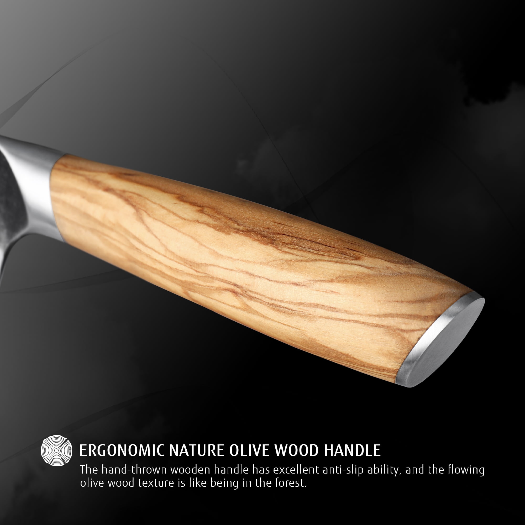 Hecef 8-Inch Japanese Chef Knife, Forged 67-Layer Damascus Steel Ultra Sharp Professional Hammered Carving Knife