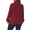 thumbnail image 3 of Agnes Orinda Women's Plus Size Halloween Outfits Sweater Cable Knit Turtle Neck Long Sleeve Ribbed Cuff Fall Winter Chunky Pullover Sweaters 3X Burgundy, 3 of 6