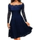 thumbnail image 1 of Vestido de fiesta de encaje de manga corta sin tirantes de moda para mujer, 1 of 5