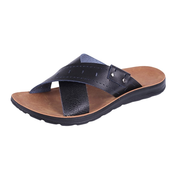 Mostsola Mens Slides Fashion Cross Band Slip on Shoes Arch Support Beach Shoes Lightweight Sandals