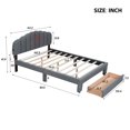 thumbnail image 3 of Upholstered Queen Size Platform Bed with Storage Drawer & USB Port & Led Lights for Kids/Adults, Wooden Bedframe with Teddy Fleece Fabric, Wood Slat Support, No Box Spring Needed, Gray, 3 of 9