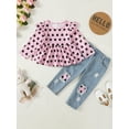 thumbnail image 3 of 18 Months Toddler Baby Girls Clothes Baby Girls Outfits 18-24 Months Girls Long Sleeve Heart Print Top Jeans Pants 2PCS Set Pink, 3 of 10