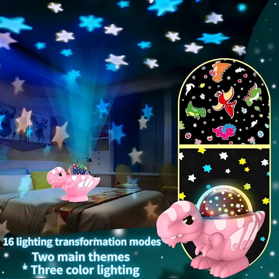 VIVIHEYDAY Dinosaur Night Light, Star Ceiling LED Projection Lamp, 16 Lighting Effects, 360°Rotation, Kids Baby Bedroom Party Home Decor