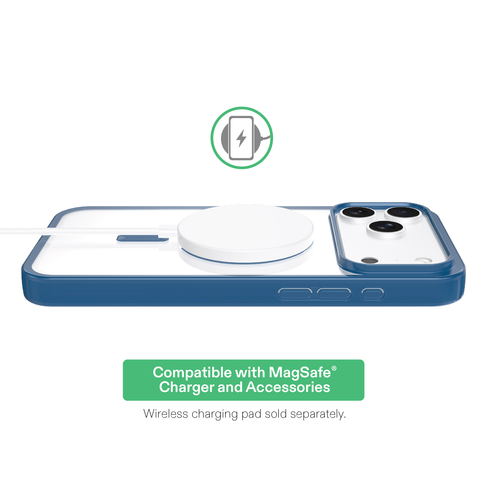 onn Phone Case for iPhone 18 Pro Max / 17 Pro Max, MagSafe Compatible - Clear/Metallic Blue