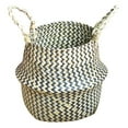 YDNGF Seagrass Woven Flower Pot Folding Storage Basket Borderless Black Grid Flower Basket