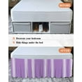 thumbnail image 6 of Farmhouse Purple Bed Skirt Queen Size 18" Drop White Stripe Ruffled Wrap Around Bed Skirts Adjustable Elastic Bedskirt Dust Ruffle for Queen Size Bed, 6 of 7