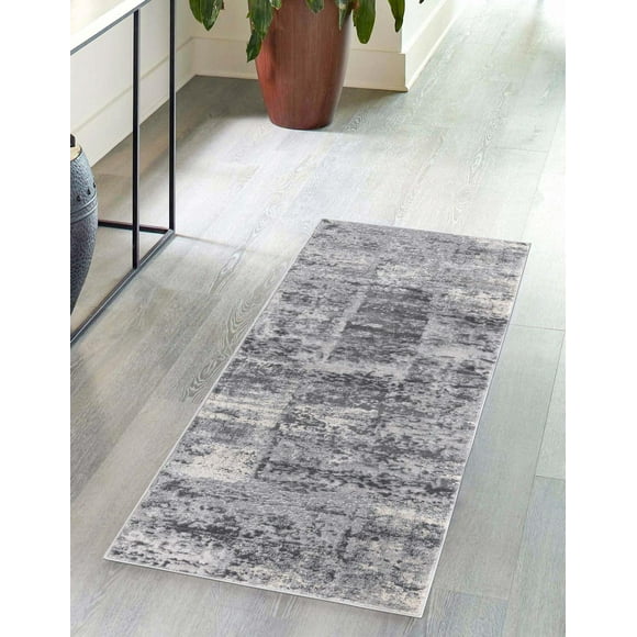 Rugs.com Finsbury Collection Rug – 2' 7 x 12' Runner Gray Medium Rug Perfect for Living Rooms, Large Dining Rooms, Open Floorplans