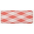 thumbnail image 1 of Coral Kitchen Mat, Vintage Style Art Geometrical Mosaic Diagonal Fractal Old Tartan Motif Image Print, Plush Decorative Kitchen Mat with Non Slip Backing, 47" X 19", Coral Cream, by Ambesonne, 1 of 1