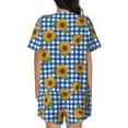 thumbnail image 3 of Naloa Sunflowers Women's Short-Sleeved Pajama Set, Loungewear, Summer pajamas, Breathable Cozy - Medium, 3 of 9