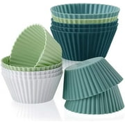 12PCS Silicone Baking Cups, Reusable Muffin Cupcake Liners for Baking, BPA Free, Non-stick & Dishwasher Safe Cupcake Liners in 4 Colors for Parties, Gatherings, Weddings, Festivals