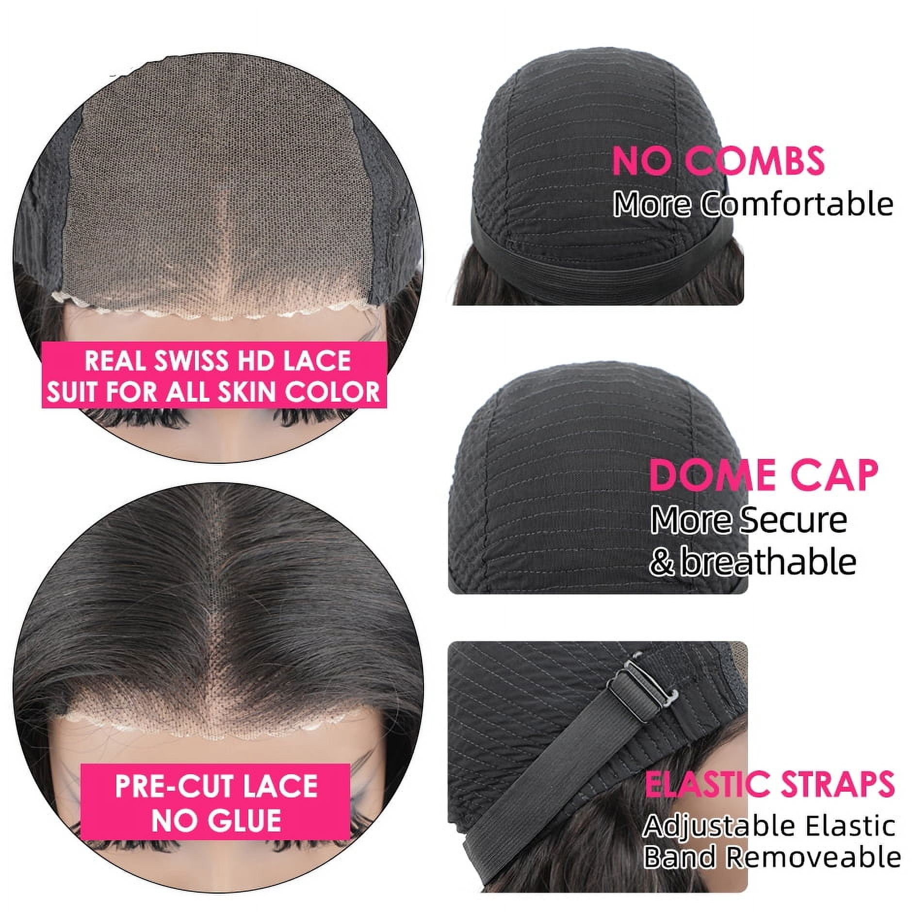 34 Inch Wear and Go Glueless Wigs Human Hair Pre Plucked Pre Cut 5x5 Straight Lace Front Wigs Human Hair Wigs Glue Hd Lace Front Closure Ready to Wear Wigs 200% Density Natural Black
