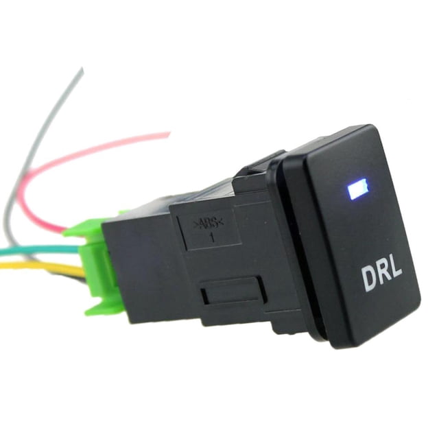 1 Pieza de Interruptor de Botón 4 Polos Azul Led con Patrón de Luz para Coches Cola Interruptor de botón pulsador de 4 polos para automóvil