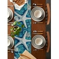 thumbnail image 2 of Summer Starfish Table Runner Cotton Linen 90 Inch Holiday Dresser Scarves, Coastal Ocean Watercolor Tablerunner for Kitchen Coffee Dining Bedroom Home Living Room Dinner Scarf Décor 13''x90'', 2 of 9