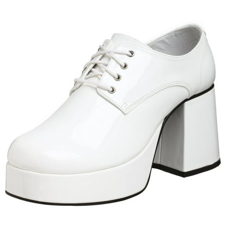 Mens Platform Disco Shoe 60s 70s Assorted Colors JAZZ-02 - White,Small 8-9
