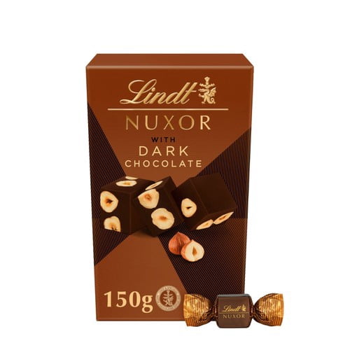Lindt NUXOR Dark Gianduja Chocolate with Hazelnuts 150g, British Import (Pack of 3)