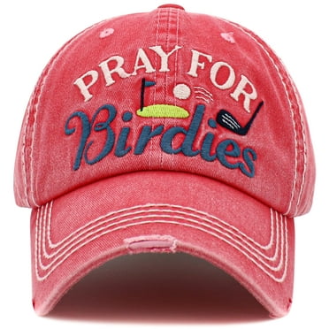 Pray For Birdies Distressed Vintage Washed Baseball Cap Women Golf