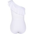 thumbnail image 3 of Women's One Piece Swimsuits One Shoulder Swimwear Asymmetric Ruffle Bathing Suits White, 3 of 5