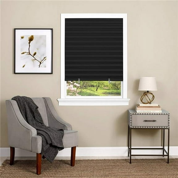 36 x 75 in. Cordless 1-2-3 Vinyl Room Darkening Pleated Window Shade - Black