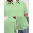 thumbnail image 7 of DARING DIVA Men's Big Tall Casual Short Sleeve Button Down Shirts 3XL Light Green, 7 of 7