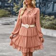 thumbnail image 2 of Vestidos Para Mujer Cuello en V Cintura Erógena Color Sólido Gasa Otoño Invierno Manga Larga Media Pantorrilla Vestido Acampanado Odeerbi ODB184453, 2 of 5