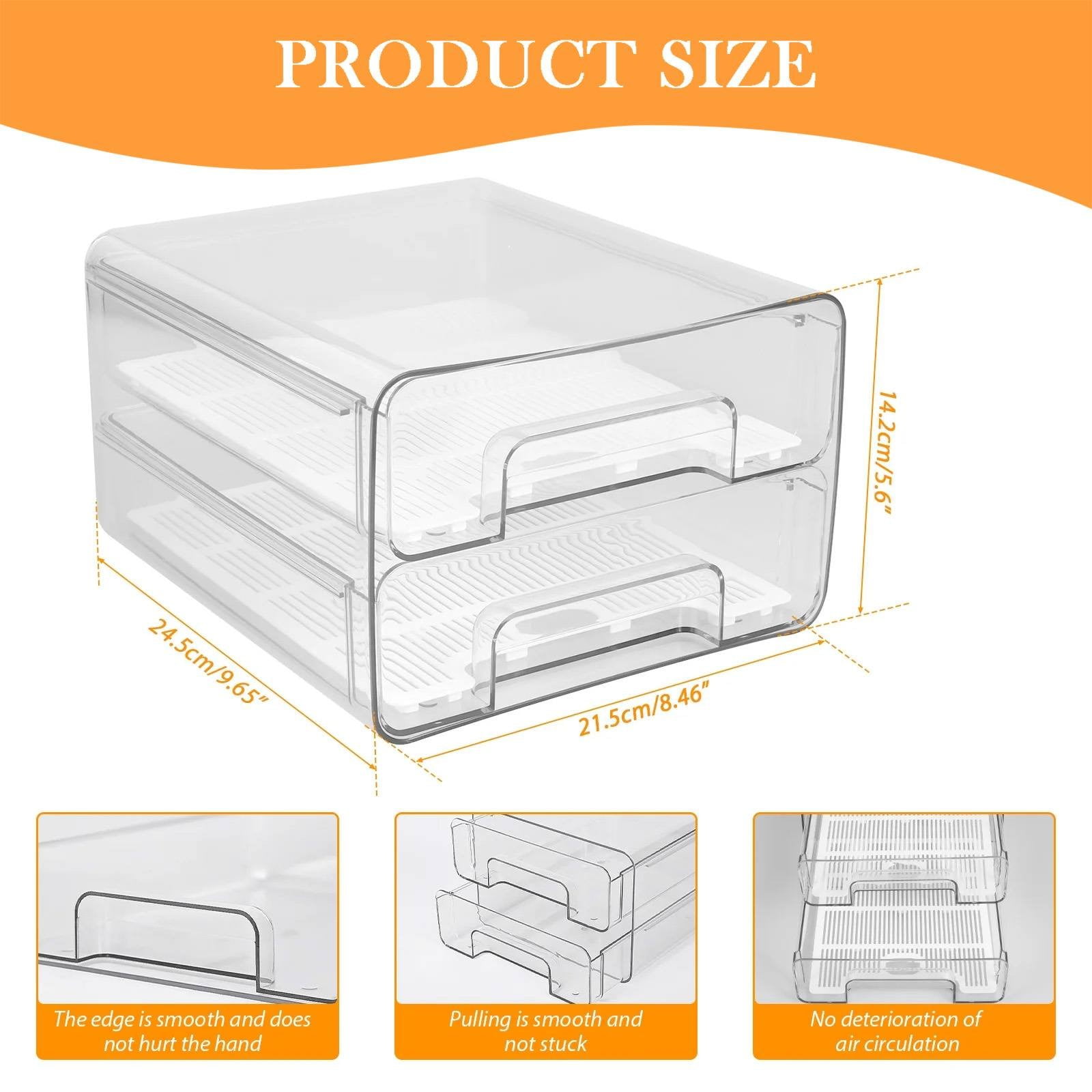 Tswift Stackable Pull-Out Fridge Organizer Drawer with Vent Lid & Drain Tray, Clear Plastic Produce Saver for Fruit, Veg, Deli, Freezer & Pantry, Bpa-Free, 12.5"X6.7"X5.5", 1 Storage Box