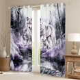thumbnail image 2 of Manfei Vintage Wildlife Kitchen Curtains,Rustic Wolves Black Out Curtains Pack of 2 (42x63 Each),Gray, 2 of 7