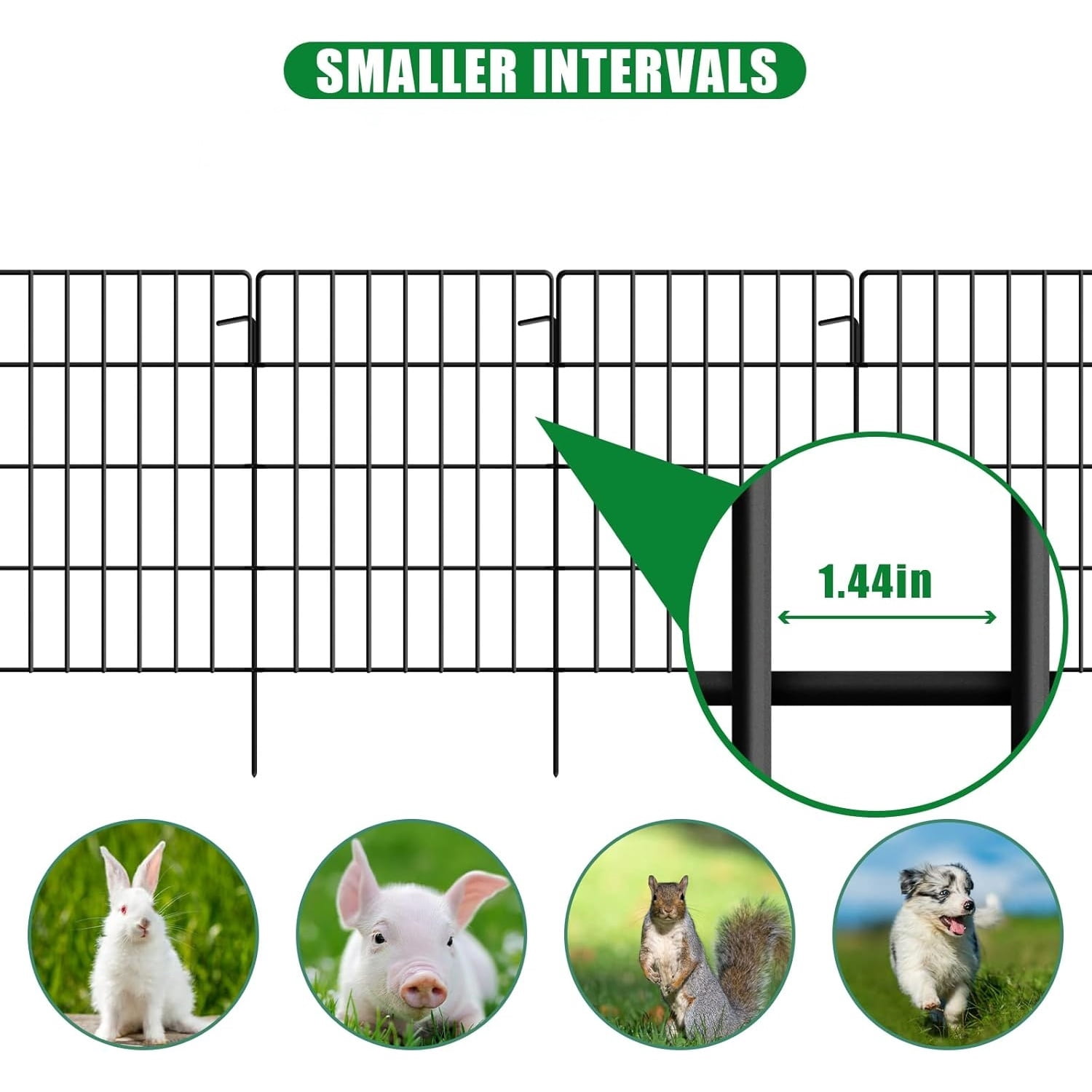 30 Pack Decorative Garden Fence Total 32.5ft (L) x 24in High 1.44" Gap Metal Wire Rustproof Small Animal Barrier Fence Easy Assembly Patio Yard Seedlings Protection Fencing Border Black