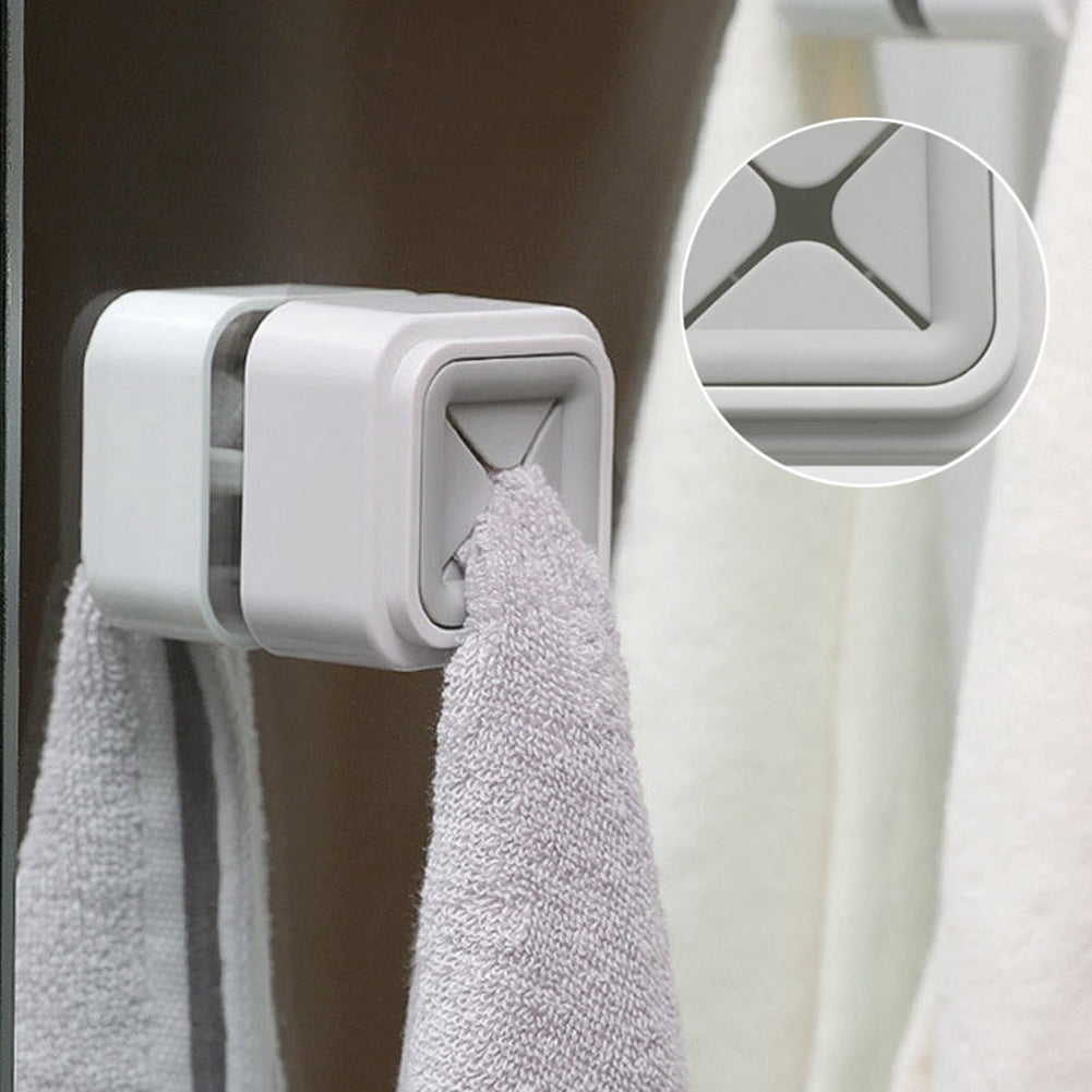 4 Pieces Self Adhesive Dish Towel Holder Kitchen Towel Hook Rack Wall Mount Towel Hangers Hand Towel Hook Tea Towel Holders for Bathroom Kitchen No Drilling Required 