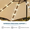 thumbnail image 6 of wikiwiki 9FT Solar Led Patio Umbrella with Base, Sturdy Outdoor Market Umbrella for Deck, Pool, Garden w/Tilt, Crank, 32 LED Lights, Beige, 6 of 6