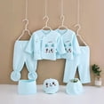 thumbnail image 2 of CAUYDY Infant Girls Outfits Preemie Boys Clothes Unisex Baby Layette 2 Long Sleeve Shirt + 2 Pants + Hat + Bib + Bellyband 7 Pieces Soft Set Fall Sizes 0-3 Months,Sky Blue, 2 of 5