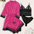 thumbnail image 2 of Tnhcen Women's Sexy 4-Piece Satin Sleepwear Set - Lace Bralette + Elastic Waist Shorts & Lace Panties Plus Size S-XL Silky Smooth Pajama Outfit, 2 of 7