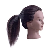 Hair By DK 100% Real Hair Mannequin 22-24 Afro Fluffy Light Yaki kinky Straight Textured Cosmetology Beauty School Head Included C-Clamp free of Purchase Dark Brown Black (22~24 Inch, 2)#2