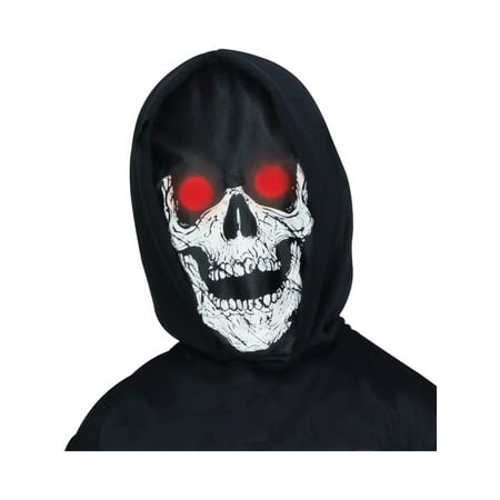 Profile Lite Mask - Adults Spooky Lite Up Skeleton Face Hooded Mask Costume Accessory