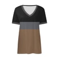 thumbnail image 5 of Timegard Summer Top for Women V Neck Short Sleeve Casual Tunic Top Comfy Color Block Drop Shoulder Blouse, 5 of 5