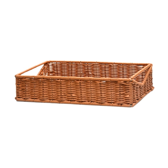 Cesta de almacenamiento rectangular, cesta de frutas, cesta de picnic, cesta decorativa tejida a mano para pan. Marrón M
