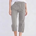 thumbnail image 6 of Women's Summer Casual Loose High-Waist Drawstring Straight Capri Pants , Beach Casual Long Pants, 6 of 6