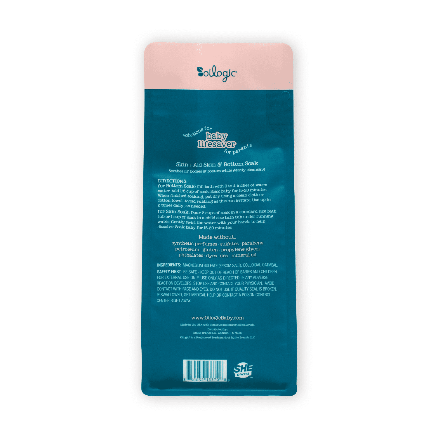 (2 pack) Oilogic Skin+Aid Bottom and Skin Soak, 32 oz