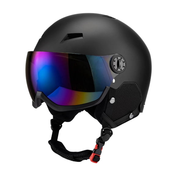 QualitChoice Snowboard Helmet Ski Helmet Shockproof Windproof With Protective Glasses For Men And Women Adventures Skating Black L