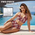 thumbnail image 4 of Garronmavis High Waisted Bikini Sets for Women Twist Front Crisscross Tie Back Tummy Control 2 Piece Bathing Suit Swimwear for Beach Vacation, Red Tropical Leaves, 4 of 6
