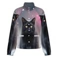 thumbnail image 5 of Jackets for Women Winter Coat Jackets Flannel Stand Collar Jacket(Snowy Black Cat Glow,Size:S-4XL), 5 of 7